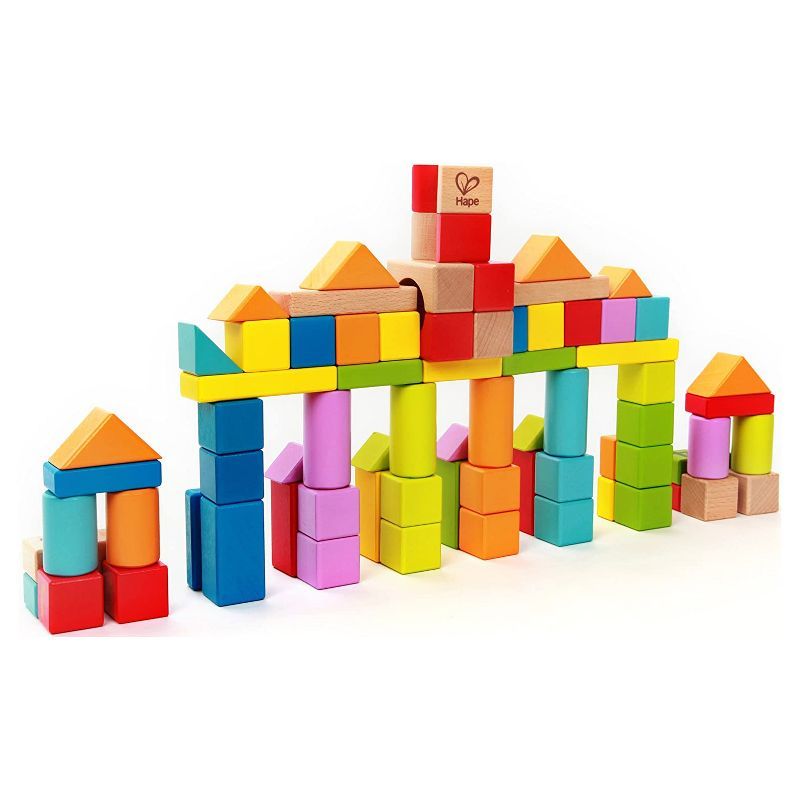 Hape Colored Stacking Blocks Solid Wooden Playset with Carrying Sack, Assortment of Colors, Shape... | Target