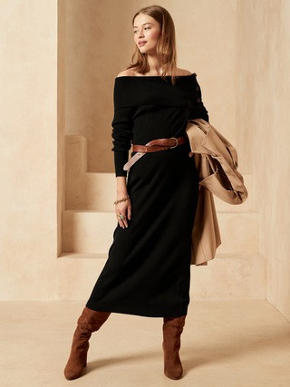 Petite Off-the-Shoulder Sweater Dress | Banana Republic (US)