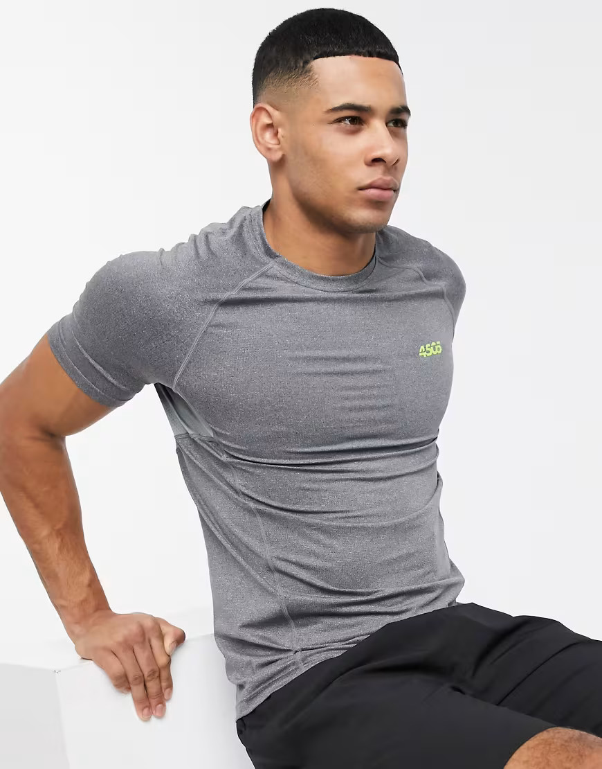 ASOS 4505 - Aansluitend trainingsshirt met quick dry in grijs gemêleerd | ASOS (Global)