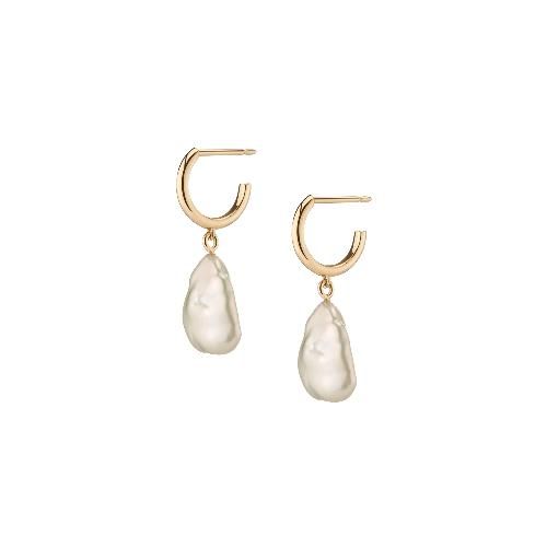 Organic Pearl Drop Huggie Earrings | AUrate New York