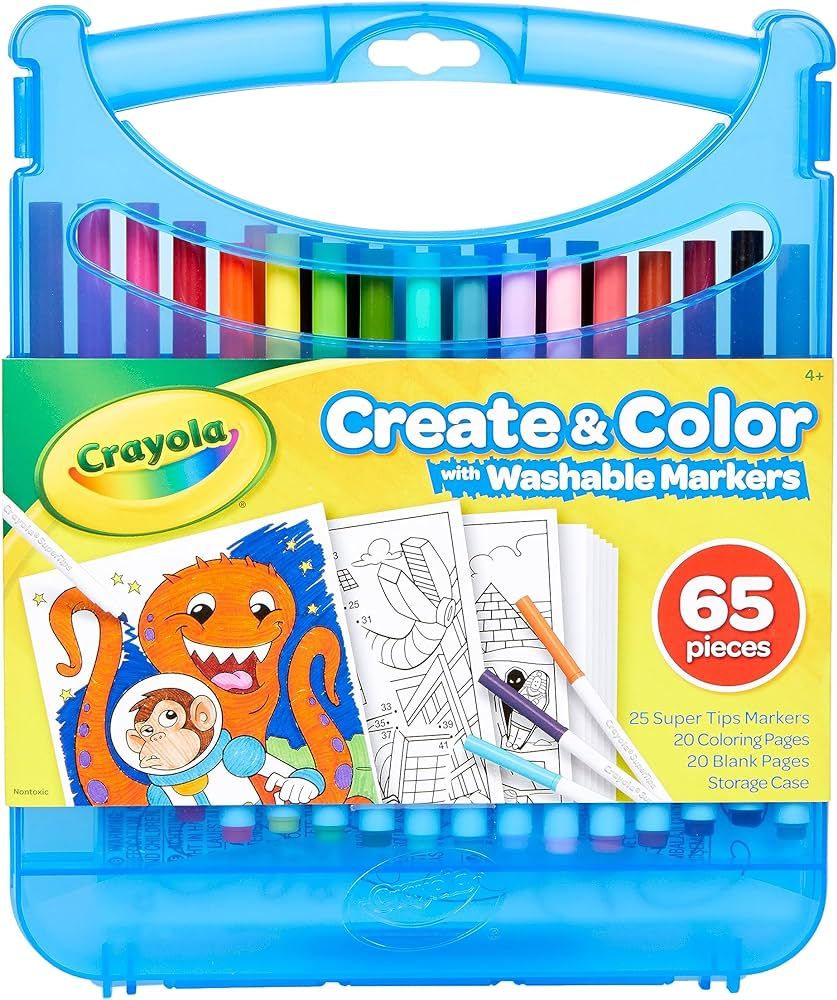 Crayola Super Tips Coloring Art Case with Coloring Pages, Kids Gift, 65+ Pieces, Packaging May Va... | Amazon (US)