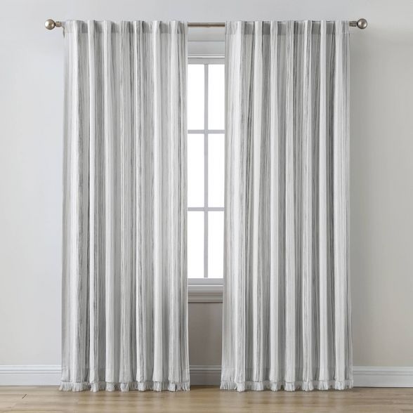 Striped Light Filtering Curtain Panel Gray - Threshold™ | Target