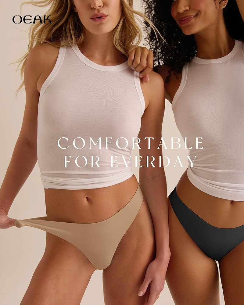 Amazon.com: OEAK Seamless Thongs for Women Invisible Thongs No Show Thong Panty Liners Tangas Com... | Amazon (US)