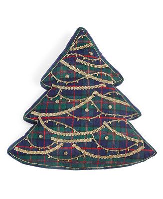 Martha Stewart Collection Plaid Tree Figural Decorative Pillow, Created For Macys & Reviews - Dec... | Macys (US)