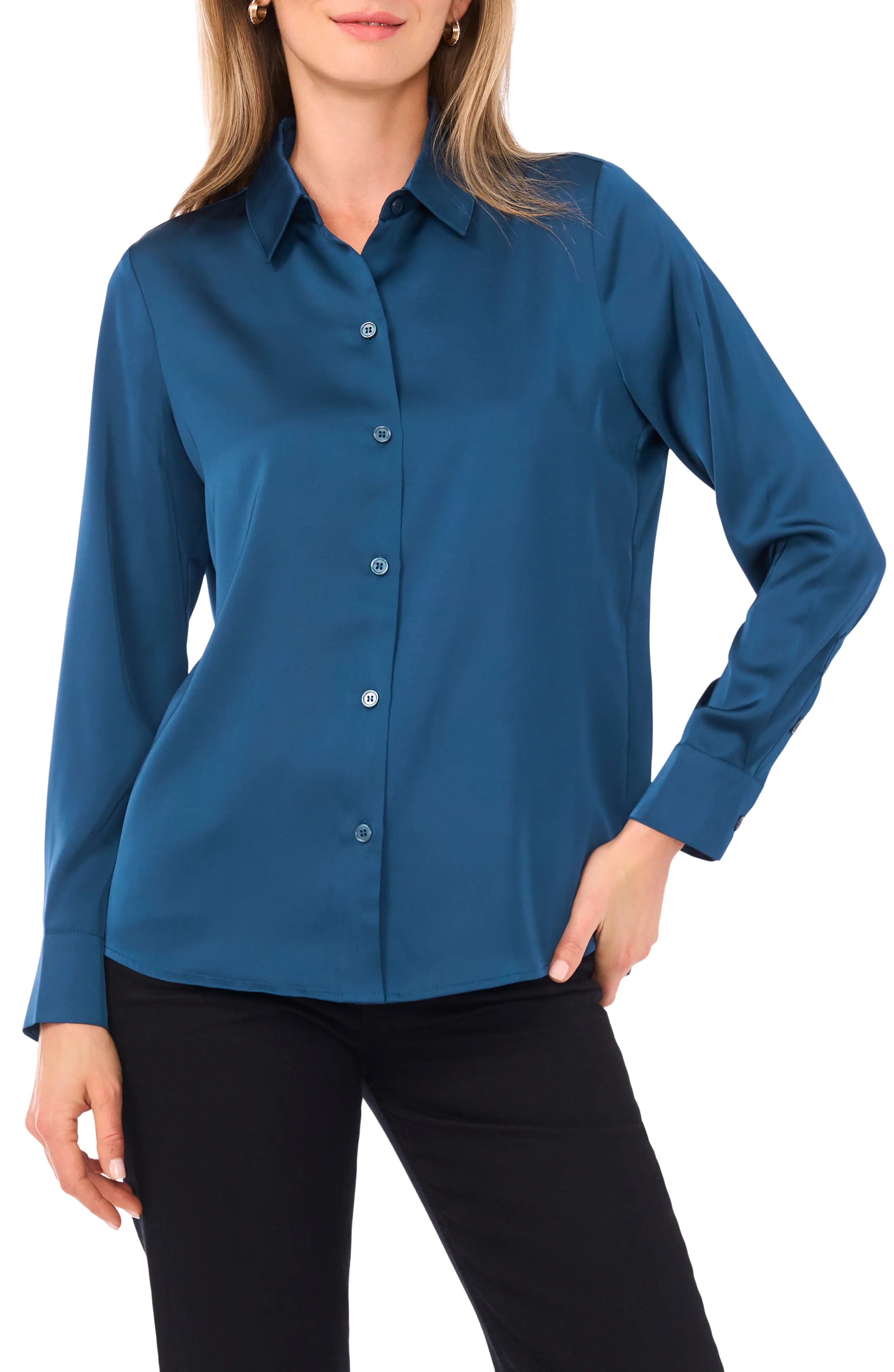 Satin Long Sleeve Button-Up Shirt (Women) | Nordstromrack | Nordstrom Rack