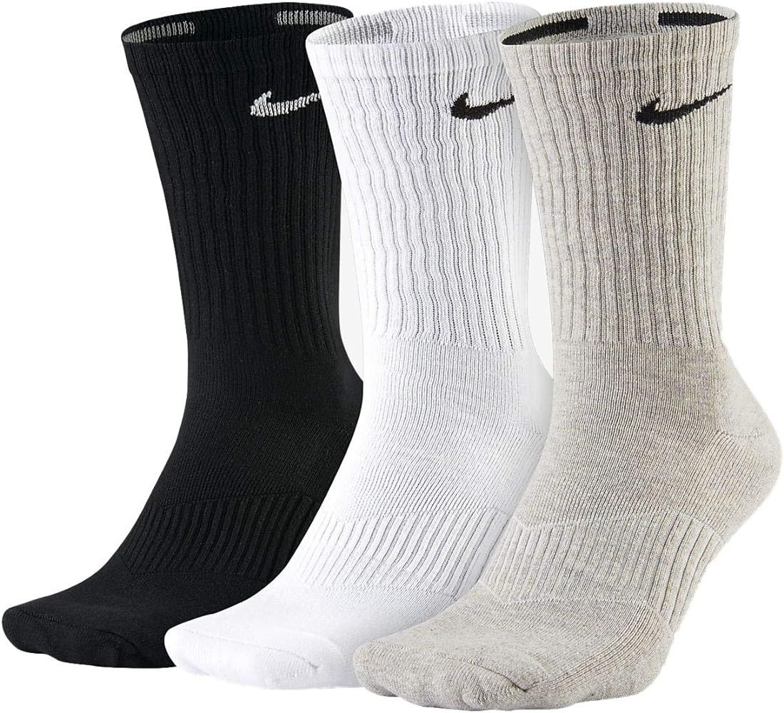 NIKE Unisex Performance Cushion Crew Training Socks (3 Pairs), Black/White/Grey, Large … | Amazon (US)