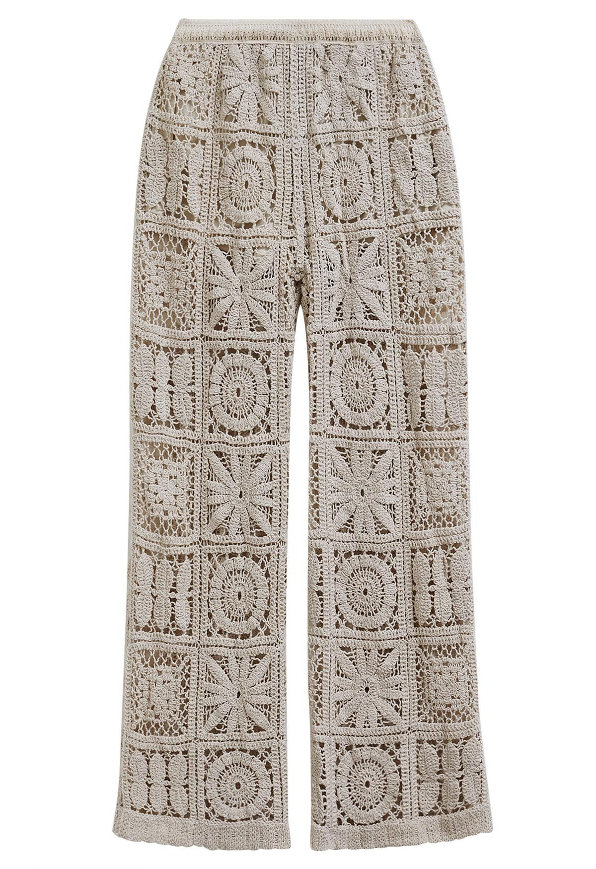 Flower Crochet Patchwork Straight Leg Pants | Chicwish