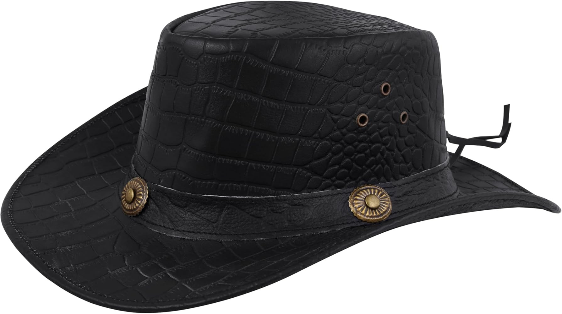 Geneuine Leather Cowboy Hat Men Women Western Style 3 inch Wide Brim Australian Outback Handcraft... | Amazon (US)