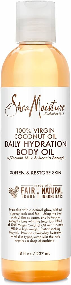 SheaMoisture Daily Hydration Body Oil Virgin Coconut Oil For Dry Skin Paraben Free 8 oz | Amazon (US)