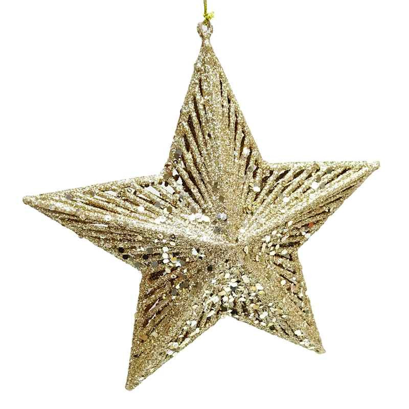 Glittered Star Ornament, 8" | At Home