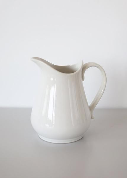 White Stoneware Pitcher Flower Vase with Handle 7.75" | Afloral (US)