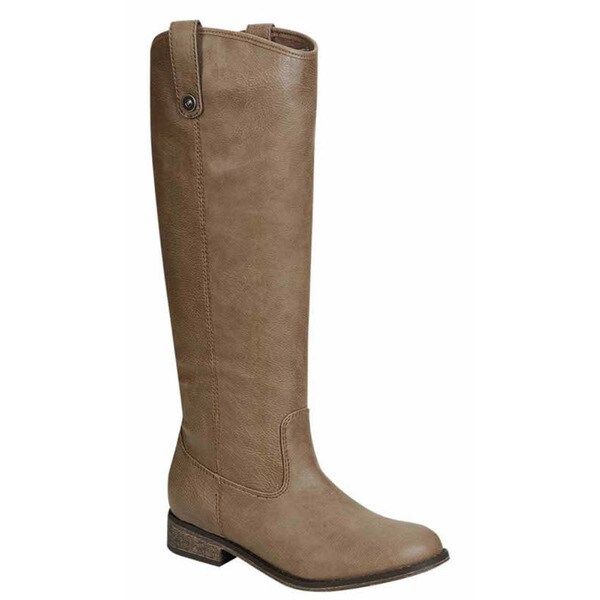 Breckelle's Women's Faux-leather Knee-high Pull-on Chunky Heel Riding Boots | Bed Bath & Beyond