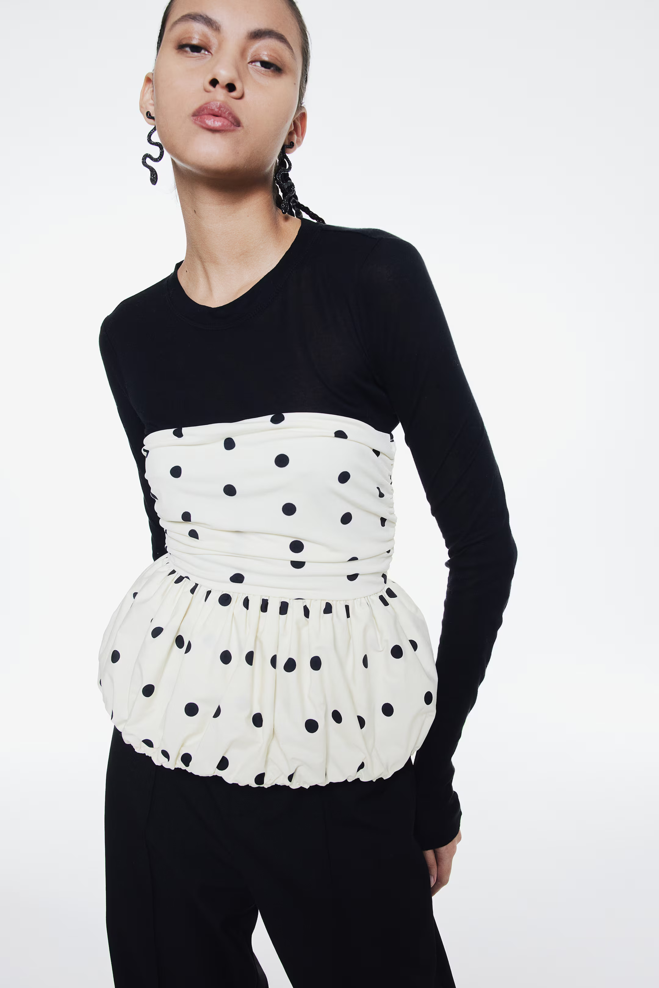 Top de tubo en punto con bajo burbuja - Sin mangas - Largo normal - Crema/Lunares - MUJER | H&M E... | H&M (FR, IT, ES, PT, BE)