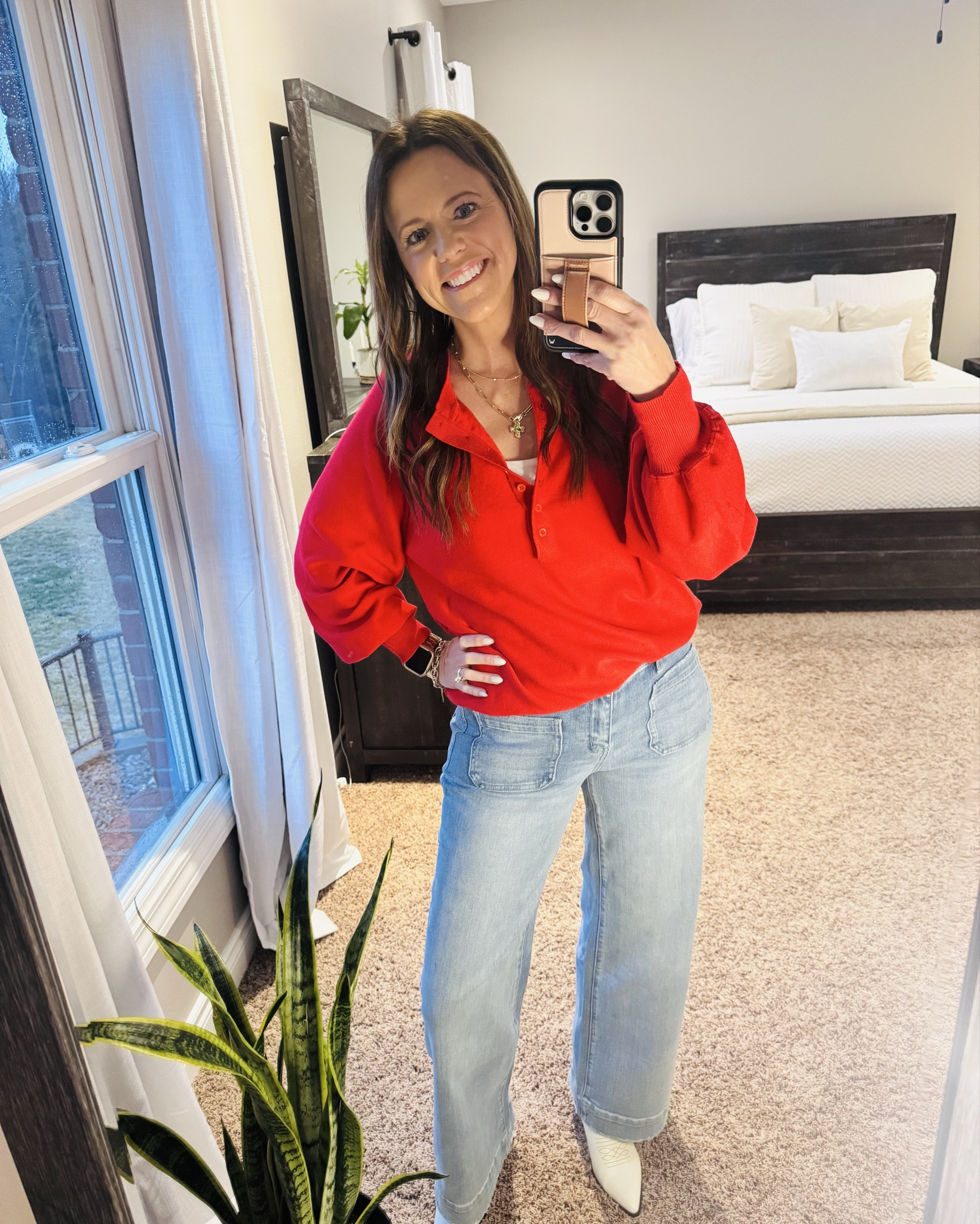 Who loves red? This half button down sweater is super cute, soft and trendy. Jeans are a great fit and length was good for me at 5'8"! Paired with super cute white boots. All linked up ⬇️


#LTKWorkwear #LTKootd #LTKOver40