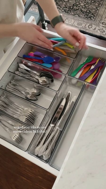 Organized kitchen drawer, flatware organizer, the home edit drawer organizers, acrylic drawer dividers

#LTKFind #LTKhome #LTKunder100