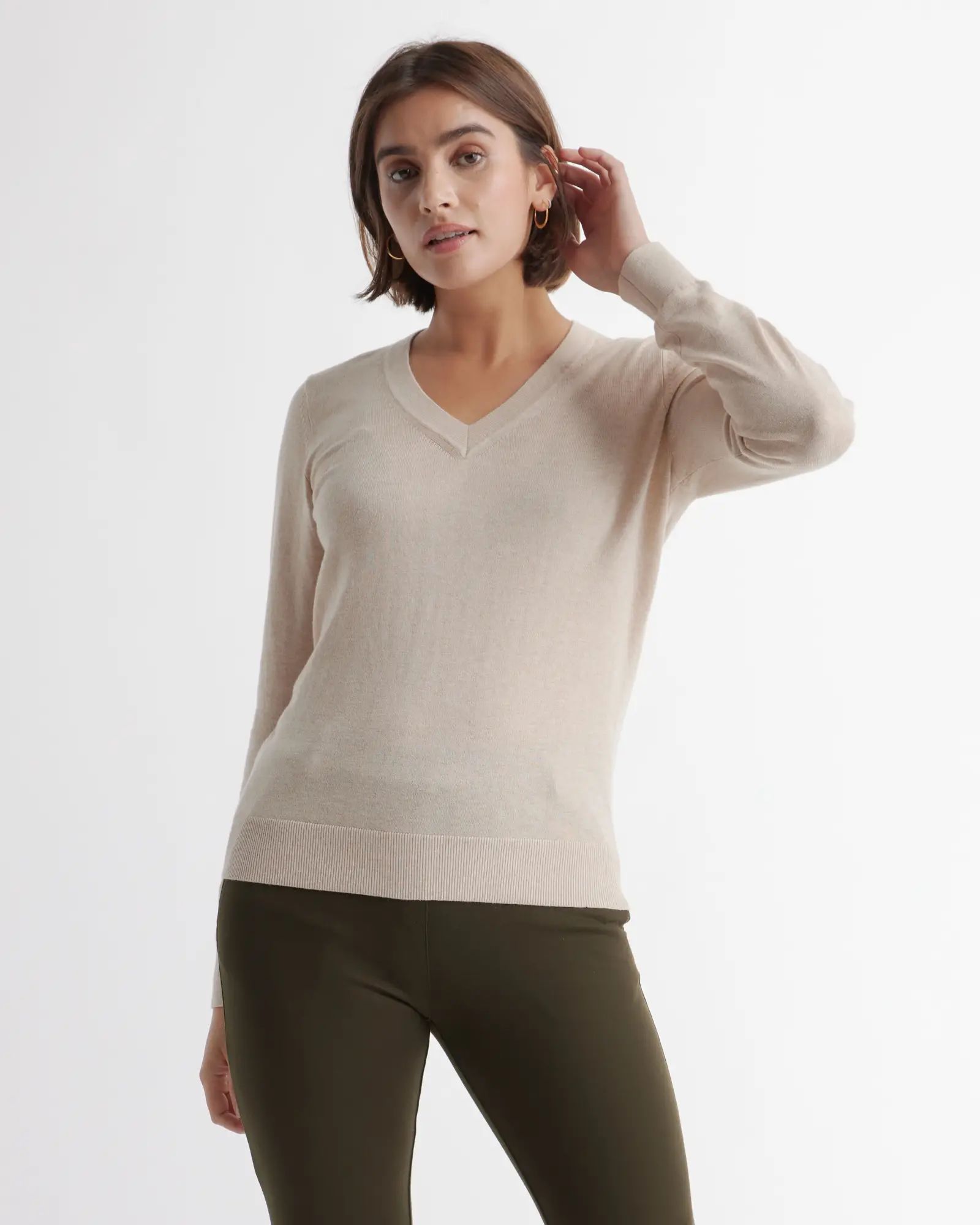 Lightweight Cotton Cashmere V-Neck Sweater | Quince