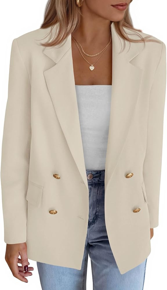 KIRUNDO Blazers for Women Business Casual 2025 Fall Long Sleeve Double Breasted Open Front Work S... | Amazon (US)