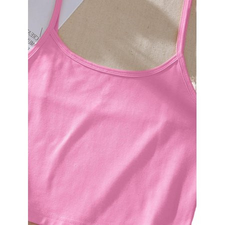 Spaghetti Strap Plain Cami Pink Casual Women s Tank Tops & Camis | Walmart (US)