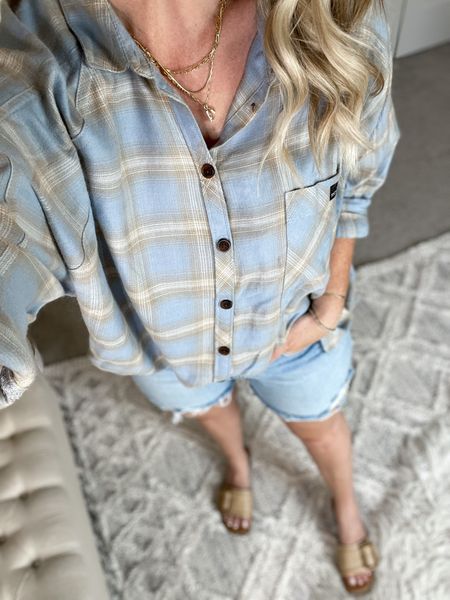Outfit of the day, ootd, nsale, Nordstrom Anniversary Sale, plaid flannel, Walmart outfit, free assembly, jean shorts, buckle sandals 

#LTKxNSale #LTKunder50 #LTKshoecrush