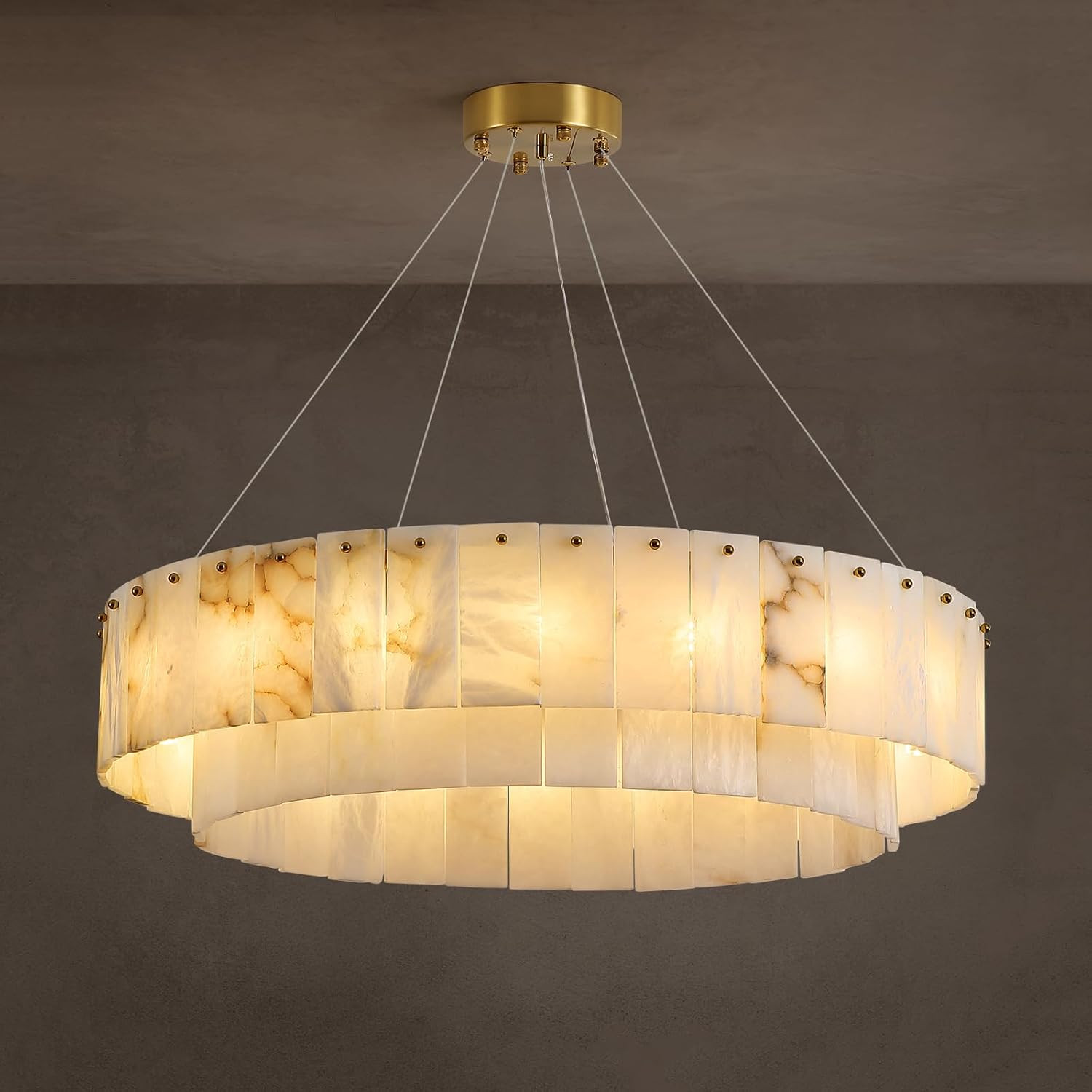 Alabaster Chandelier, Modern Gold Pendant Light (1, Gold, 31inches) | Amazon (US)