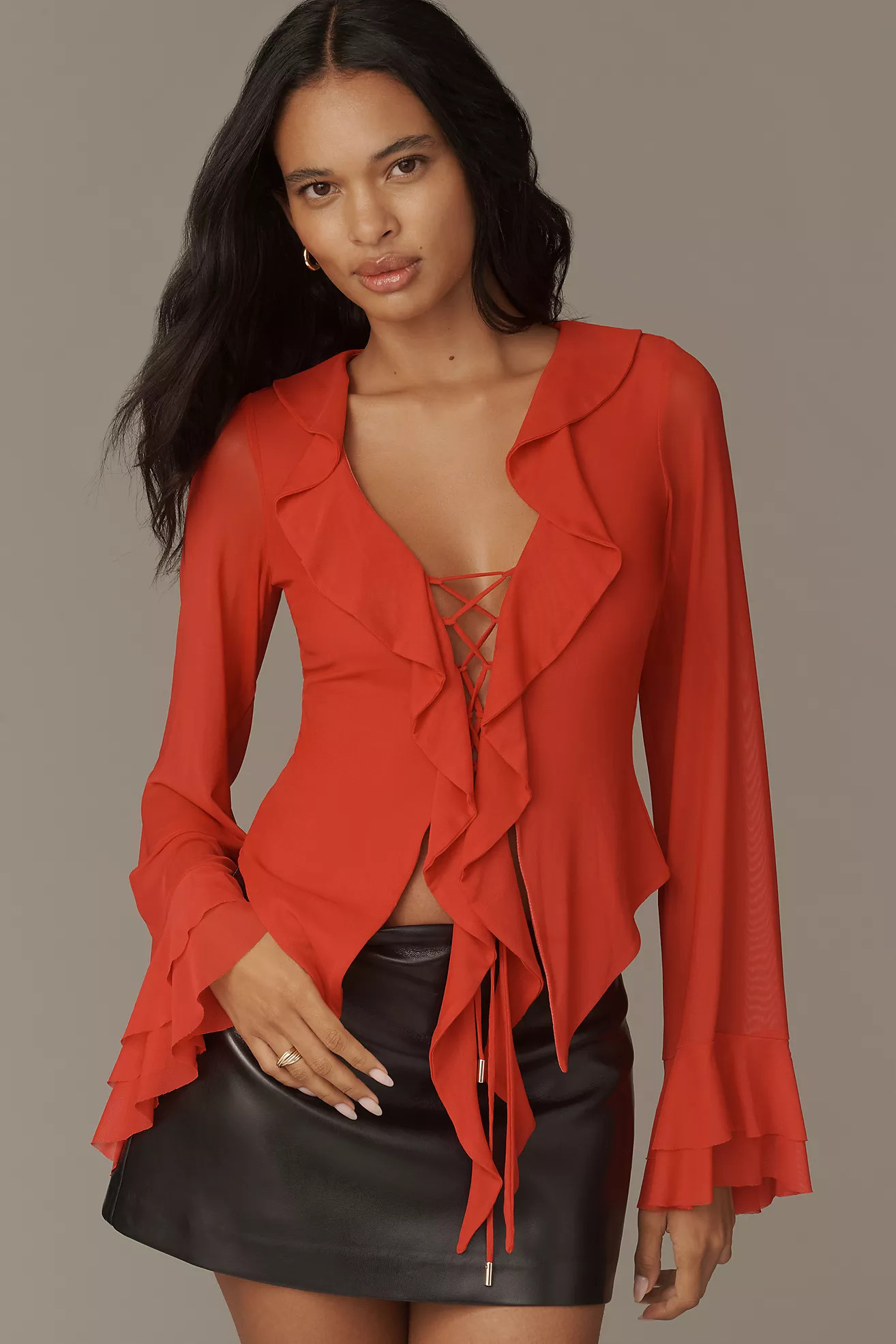 AFRM Cadence Power Mesh Lace-Up Top | Anthropologie (US)