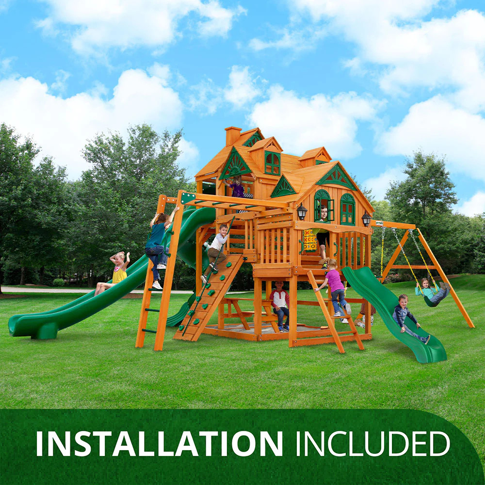 Gorilla Playsets Empire Residential Wood Swing set ( Installation Included ) in Brown | 6840 | Lowe's