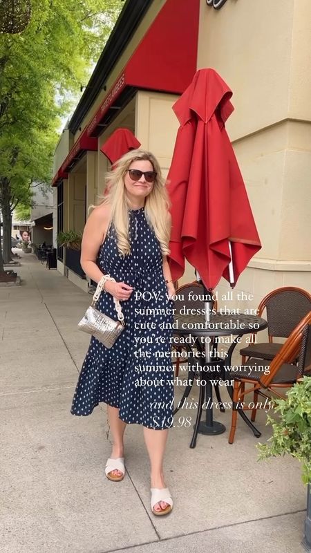 Navy for spring and summer dresses, just so cute! Love that this summer dress is only $19.98! Perfect vacation and travel outfit! 

Sizing info - I felt like this was true to size on me with the tie waist and comfort level for me. Some of the reviews say that it runs big. 

#LTKsalealert #LTKfindsunder50 #LTKSeasonal