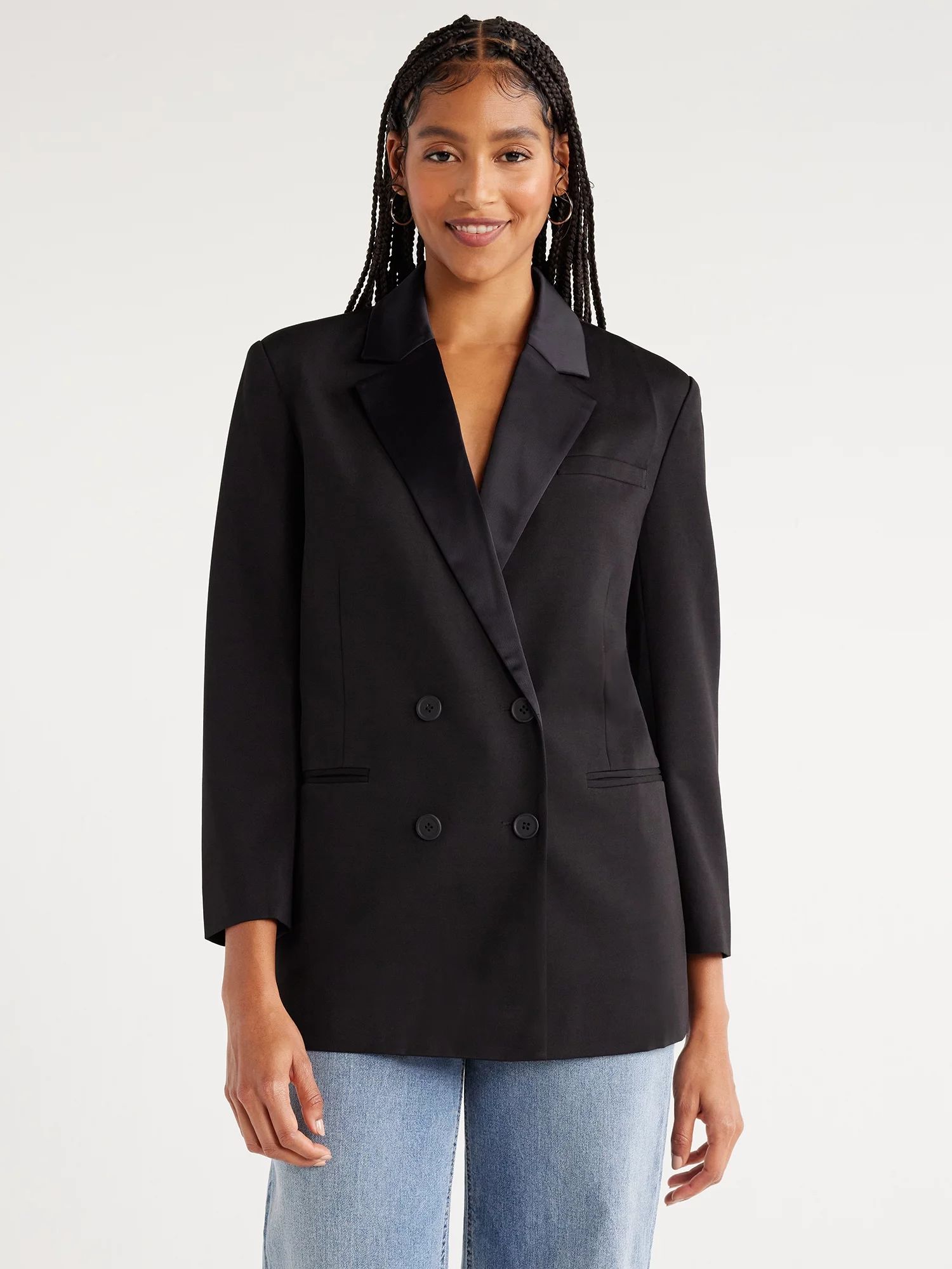 Scoop Women’s Tuxedo Blazer, Midi Length, Sizes XS-XXL | Walmart (US)