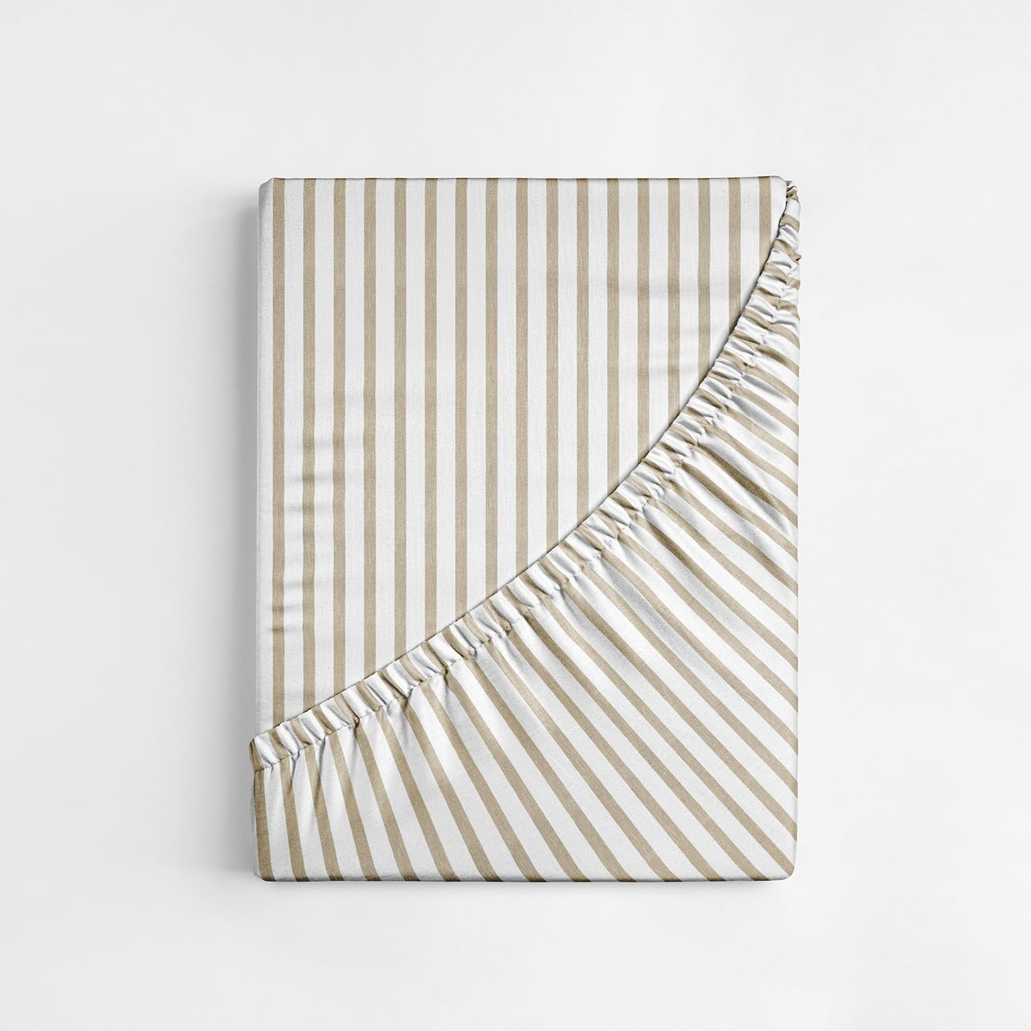 Twin Size Fitted Bed Sheet - Hotel Luxury Single Fitted Sheet Only - Fits Mattress Up to 16 - Extra Soft, Wrinkle Free, Breathable - Bottom Fitted Sheet - Beige Stripes Single Fitted Sheet Only | Amazon (US)