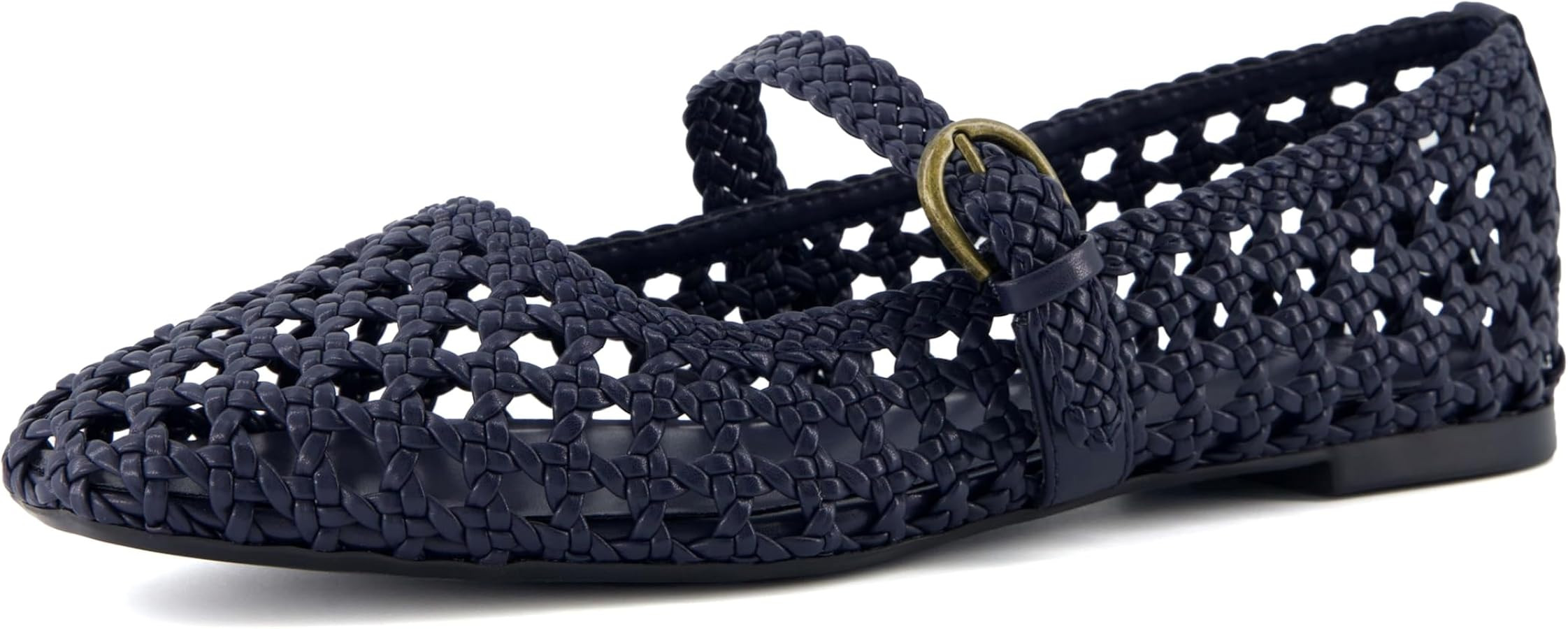 CUSHIONAIRE Weston Women’s Hand Woven Dressy Ballet Flats – Faux Leather Mary Jane with Adjus... | Amazon (US)