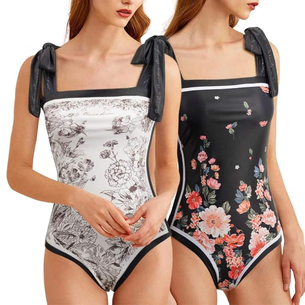 SKAYS Reversible Floral One Piece Swimsuit Women Bathing Suit Vintage Cute with Adjustable Straps... | Amazon (US)