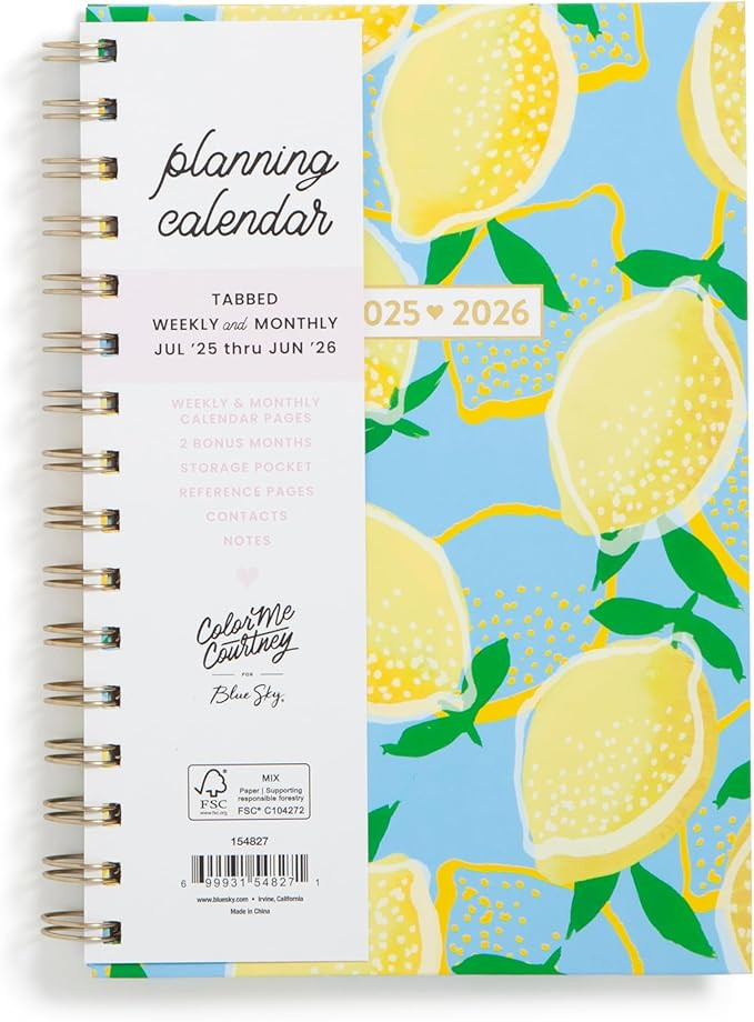 Blue Sky Color Me Courtney 2025-2026 Weekly and Monthly Academic Year Planner Calendar, July 2025... | Amazon (US)