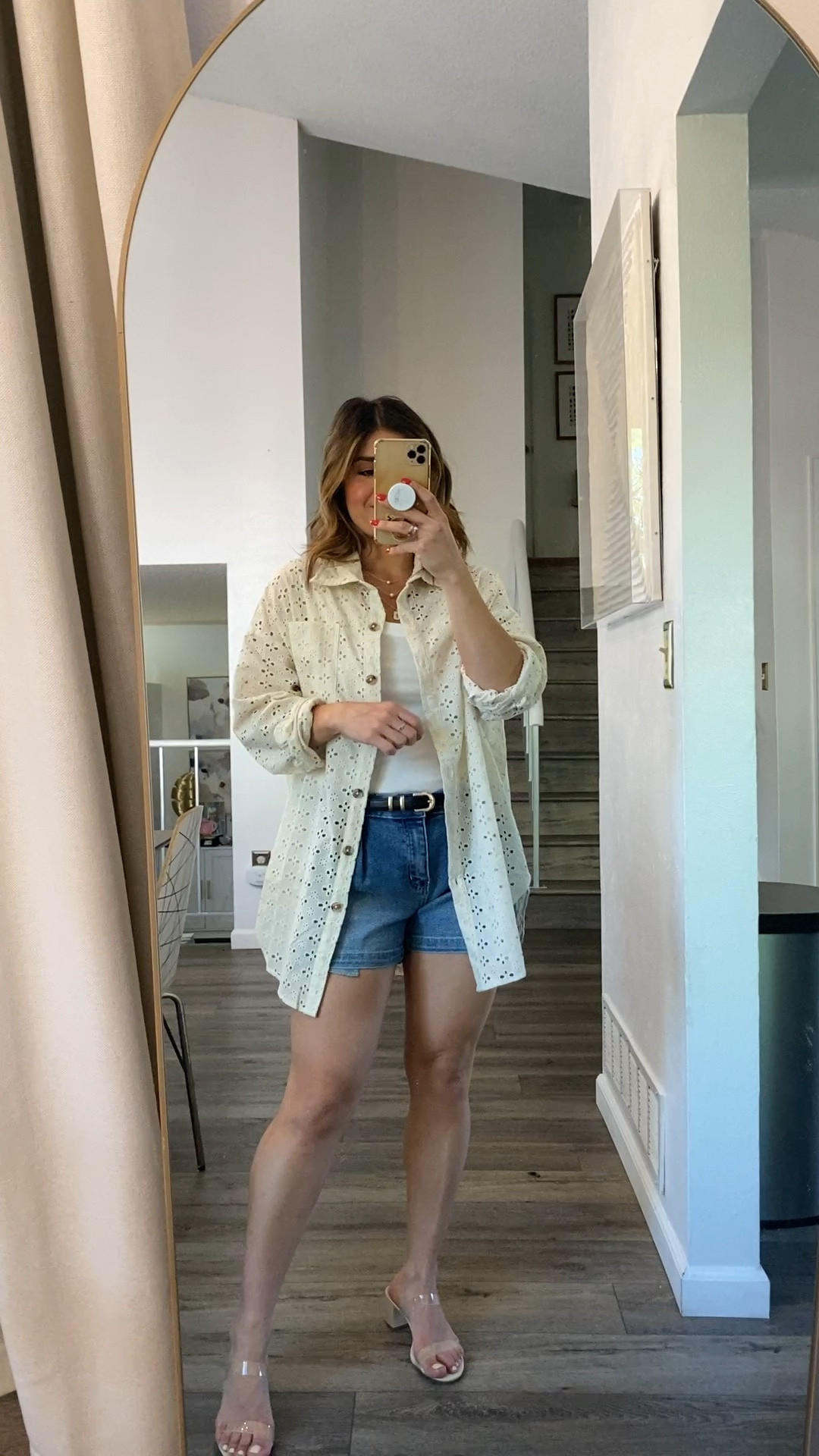 Take 30% off my outfit! These denim shorts are so good!! I’m obsessed with them! The length is perfect! 
Tank top is $8 only! Size xs
Shirt size xs
Shorts size 25

#LTKFindsUnder50 #LTKSaleAlert #LTKFindsUnder100