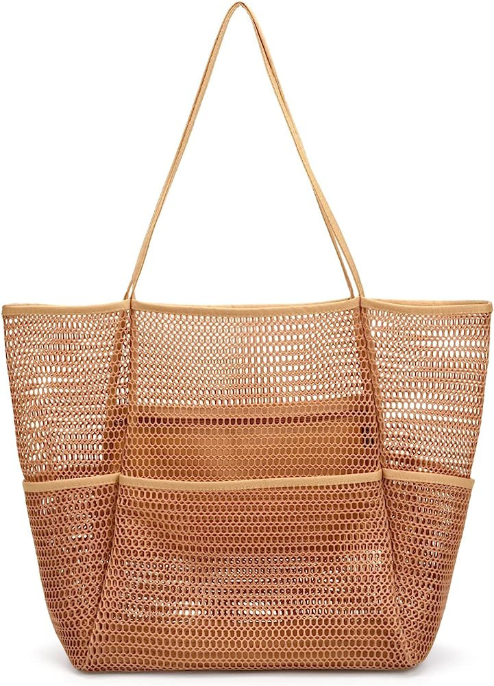 Tainehs Mesh Beach Tote Large Bag 2023 Upgrade for Women with Multiple Pockets for Family Travel ... | Amazon (US)
