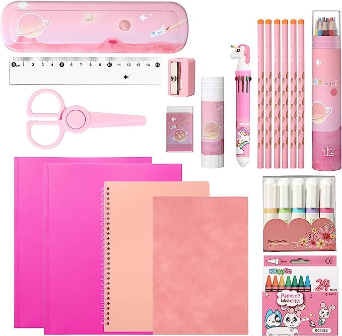 58 Pieces Back to School Supply Kit for Girls Grades K-12, Essentials Box of Supplies Bundle, Sch... | Amazon (US)