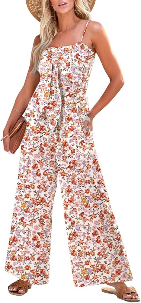 Dokotoo Jumpsuits for Women 2025 Summer Floral Rompers Overalls with Pockets | Amazon (US)