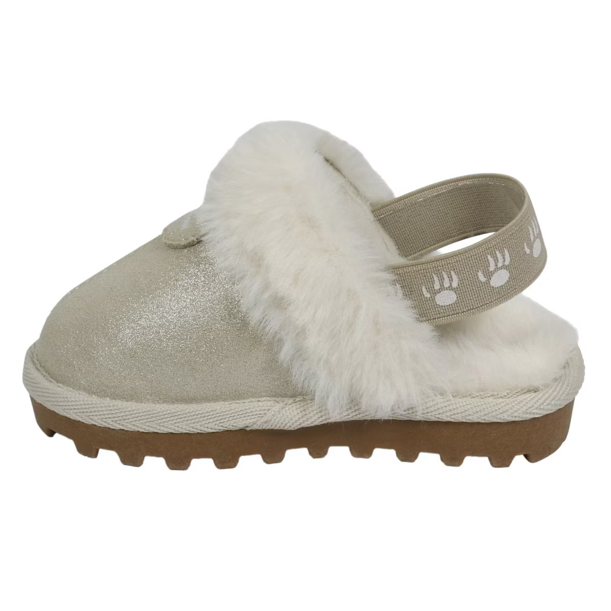 BEARPAW Toddler Rebecca Suede Slippers with Sheepskin - Champagne Glitter, Size 4T | Target