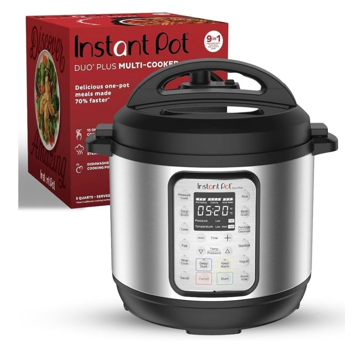Instant Pot Duo Plus 9-in-1 Multicooker, Pressure Cooker, Slow Cook, Rice Maker, Steamer, Sauté, Yogurt, Warmer & Sterilizer, Includes App With Over 800 Recipes, Stainless Steel, 6 Quarts

#LTKFindsUnder100 #LTKSaleAlert #LTKHome