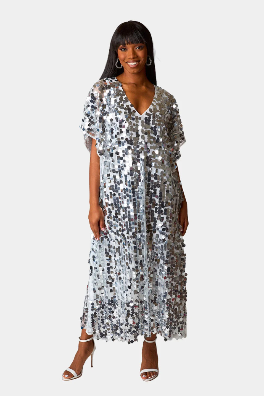BuddyLove | Atlas Sequin Caftan Maxi Dress | Overcast | BuddyLove