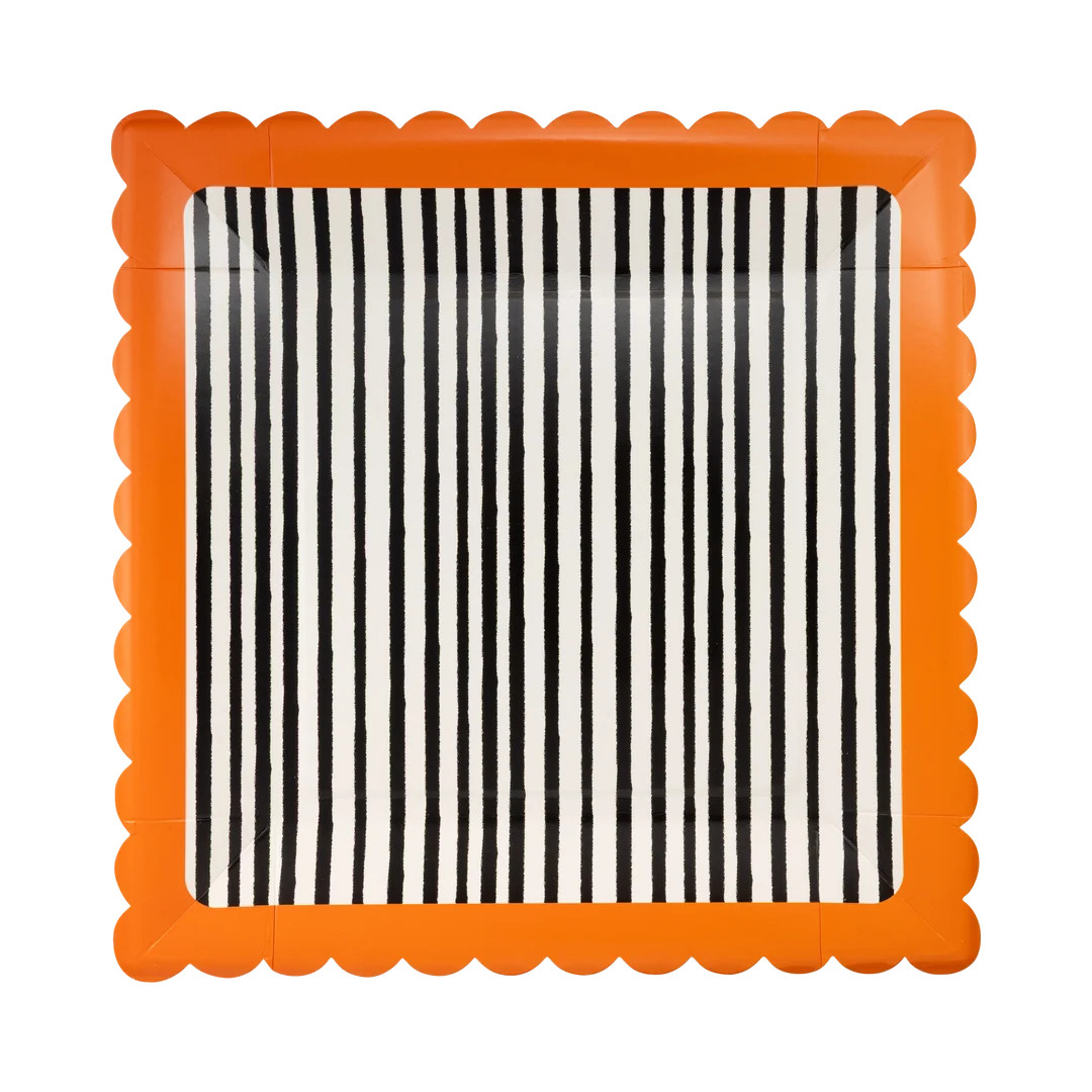 Black and Cream Stripes Scalloped 10" Plate | My Mind's Eye