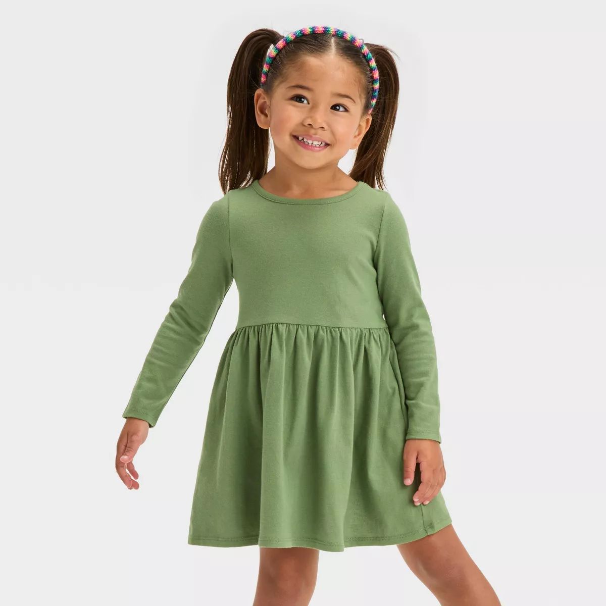 Toddler Girls' Long Sleeve Spot Dress - Cat & Jack™ Brown | Target