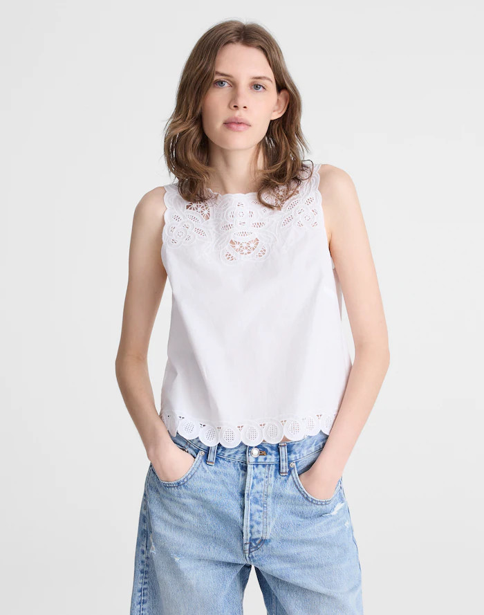 Embroidered Shell Top in Poplin | Madewell