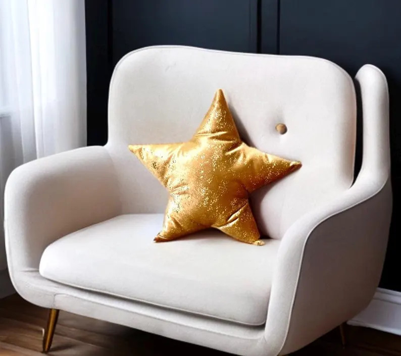 Luxurious Brilliant Gold Velvet Star Shaped Decorative Pillow - Home Decor Accessory-birthday Gif... | Etsy (US)