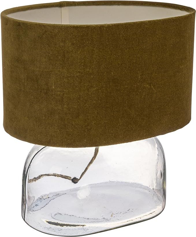 Creative Co-Op Modern Table Lamp with Glass Base and Velvet Shade, Green | Amazon (US)
