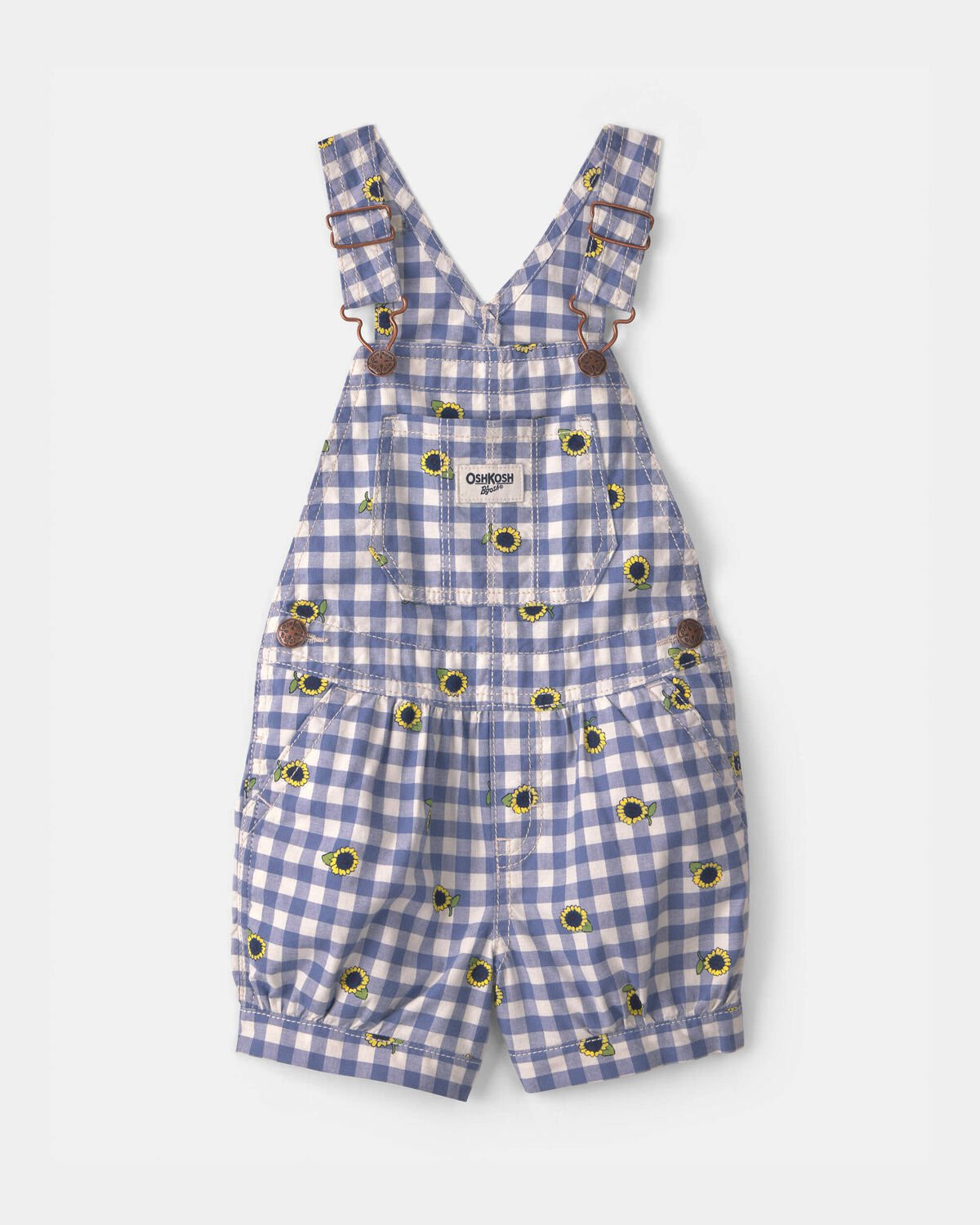 Toddler Girl Sunflower Gingham Shortall - Blue - OshKosh B'gosh | Carter's | Carter's Inc