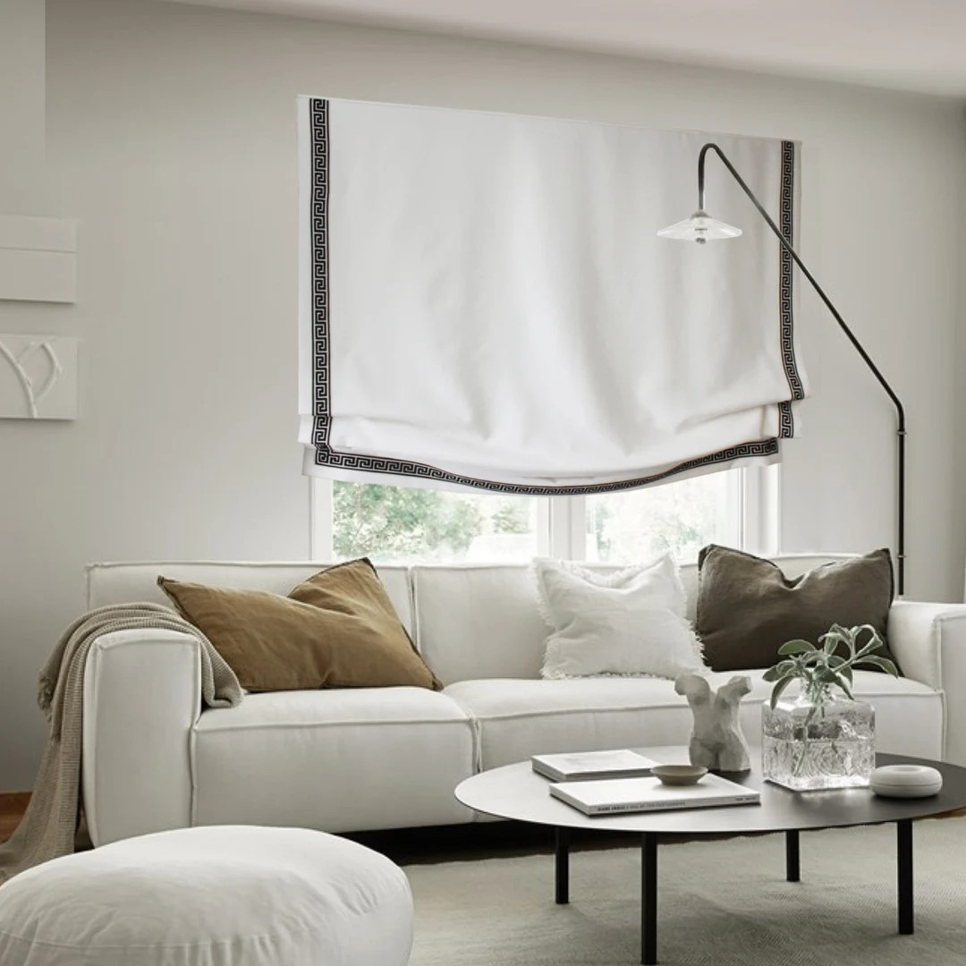 Custom Roman Shade "cheval" With Greek Trim, European Relaxed Roman Shade, Custom Window Treatmen... | Etsy (US)