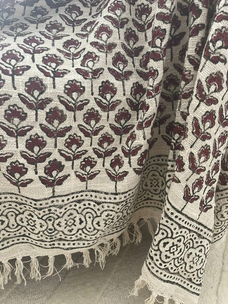 Handmade Cotton Blanket and Throws for Bedroom, Hand Block Printed Throw Blanket, Floral Throw Bl... | Etsy (US)