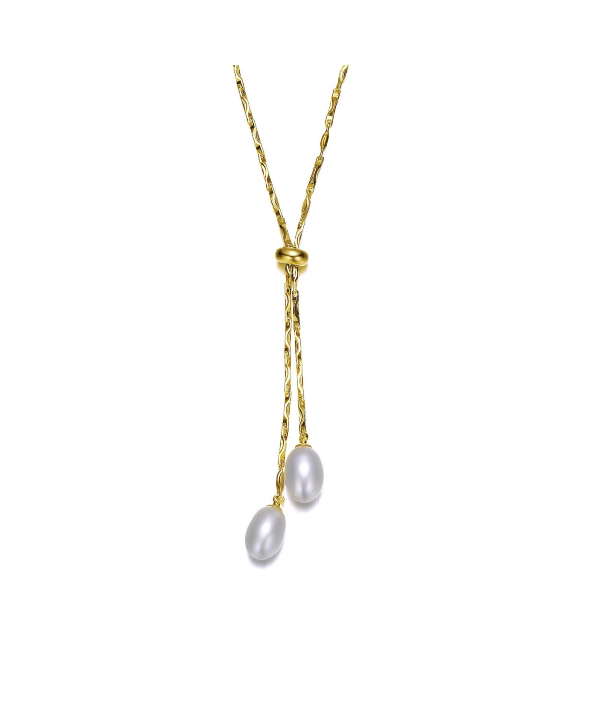 14K Gold Plated Pearl and Cubic Zirconia Y Neck Necklace - Gold | Macy's