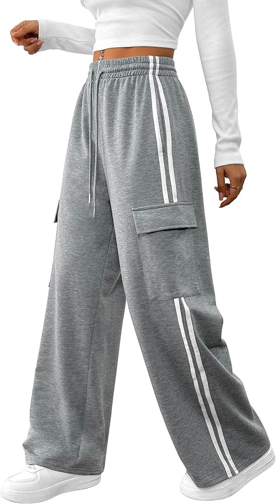 SOFIA'S CHOICE Wide Leg Sweatpants Women Drawstring High Waisted Pants with Pockets Jogger | Amazon (US)