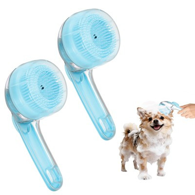 Unique Bargains Pet Bath Brush Long Hair Soft Rubber ABS Shell Portable Pet Bath Brush Blue 2 Pcs | Target